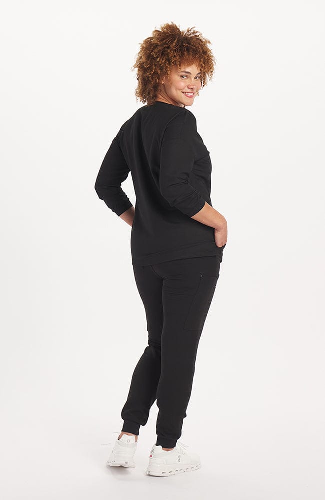 Alpine Dolman ¾ Sleeve 2-Pocket CORE Scrub Top Black | Dolan