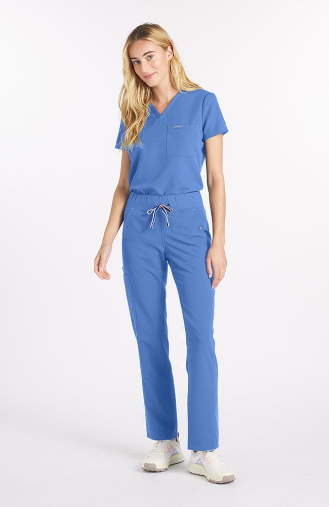 Mayfair V Neck 2-Pocket CORE Scrub Top Ceil Blue | Dolan