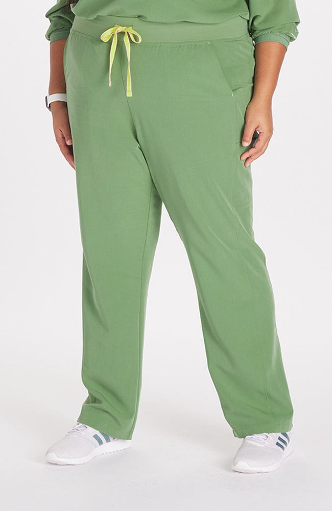 Women's District High Waisted 6-Pocket CORE Bright Olive Scrub Pant