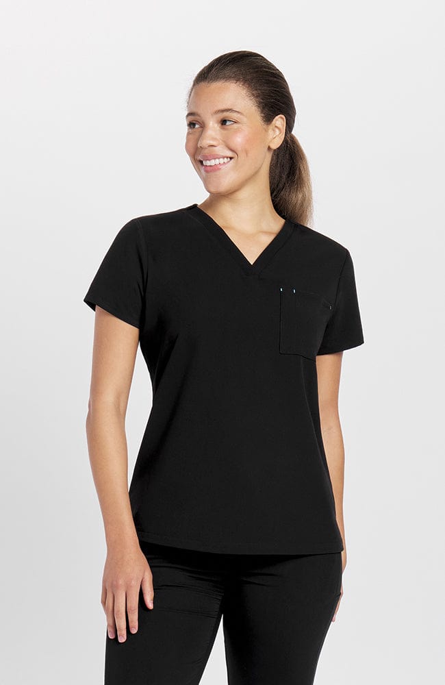Mayfair V Neck 2-Pocket CORE Scrub Top Black Dolan