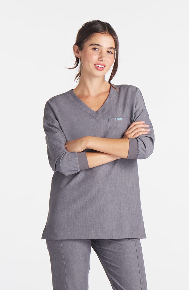 Alpine Dolman ¾ Sleeve 2-Pocket CORE Scrub Top Graphite | Dolan