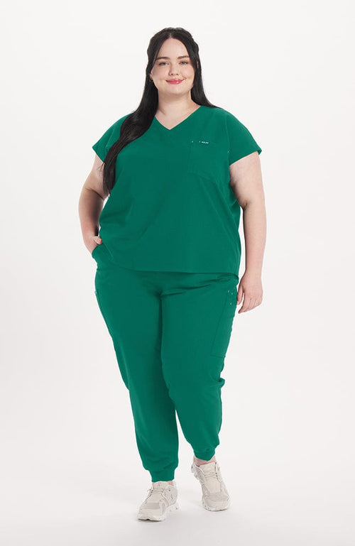 Cypress Easy Fit 2-Pocket CORE Scrub Top in Hunter Green - DOLAN