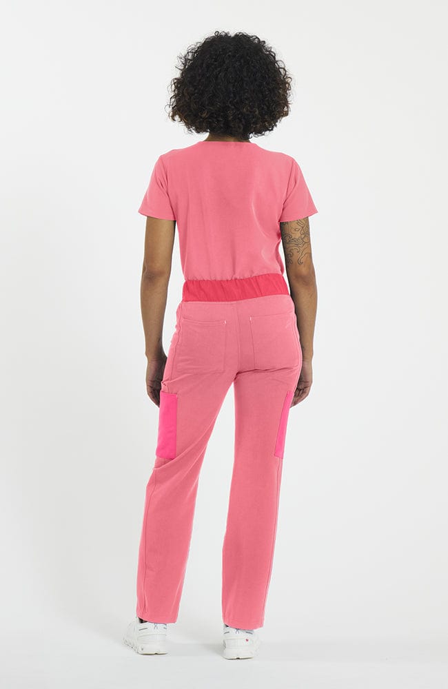 Woman wearing District Pant in Mauve Colorblock - DOLAN