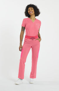 Woman wearing District Pant in Mauve Colorblock - DOLAN