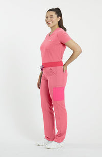 Woman wearing District Pant in Mauve Colorblock - DOLAN
