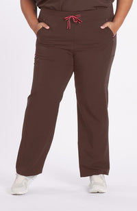 Woman wearing District Pant in Mocha Rose - DOLAN
