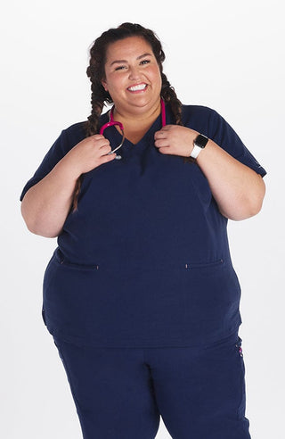 Echo 2-Pocket Core Scrub Top in Navy DOLAN 2X-5X