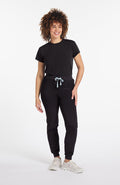 Woman wearing Grand Baseluxe Relaxed Short Sleeve Tee in Black