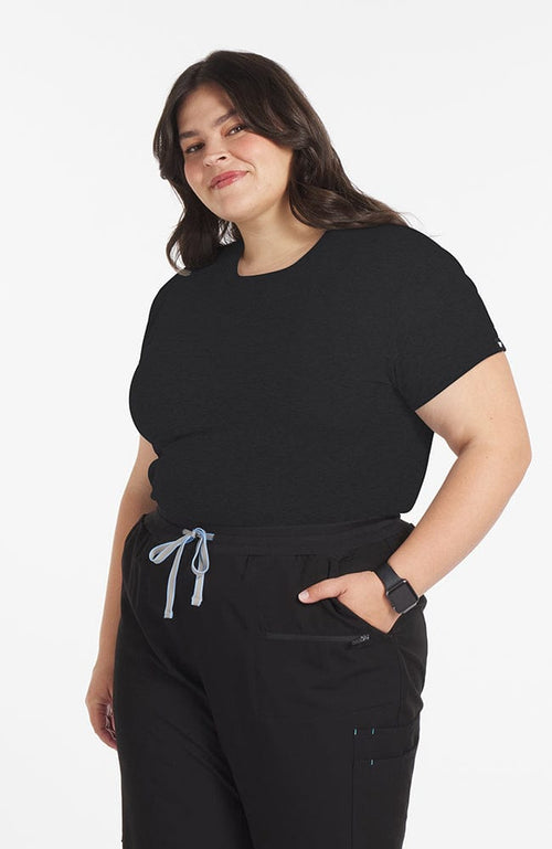 Woman wearing Grand Baseluxe Relaxed Short Sleeve Tee in Black