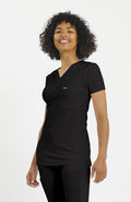 Halo V Neck 2-Pocket FLEX Stretch Scrub Top in Black - DOLAN
