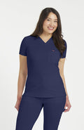 Halo V Neck 2-Pocket FLEX Stretch Scrub Top in Navy - DOLAN