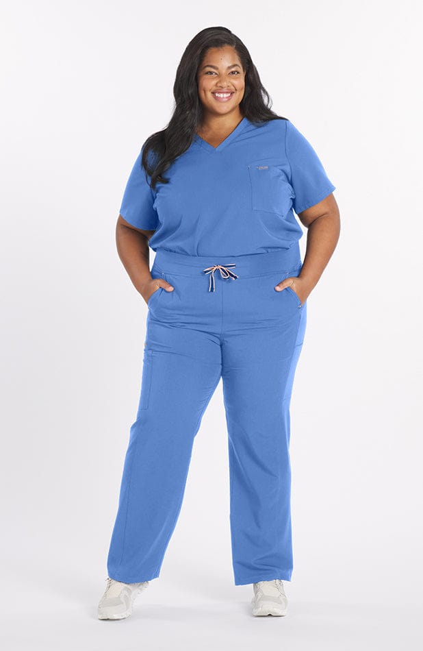Mayfair V Neck 2-Pocket CORE Scrub Top in Ceil Blue - DOLAN