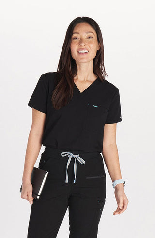 Mayfair V Neck 2-Pocket CORE Scrub Top Black - DOLAN