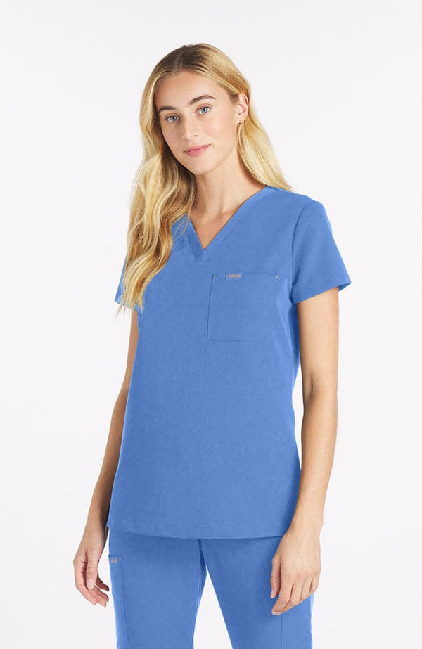 Mayfair V Neck 2-Pocket CORE Scrub Top in Ceil Blue - DOLAN