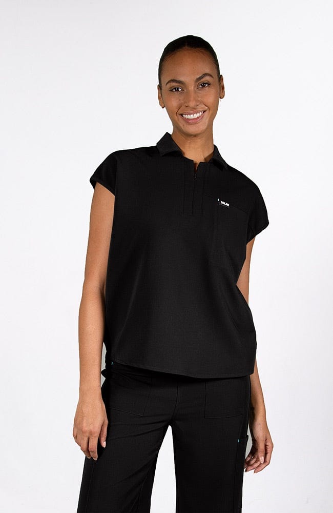 Mel Easy Fit 3-Pocket CORE Scrub Top in Black - DOLAN