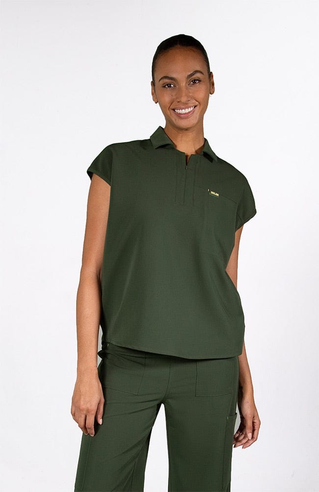 Mel Easy Fit 3-Pocket CORE Scrub Top in Dark Olive - DOLAN