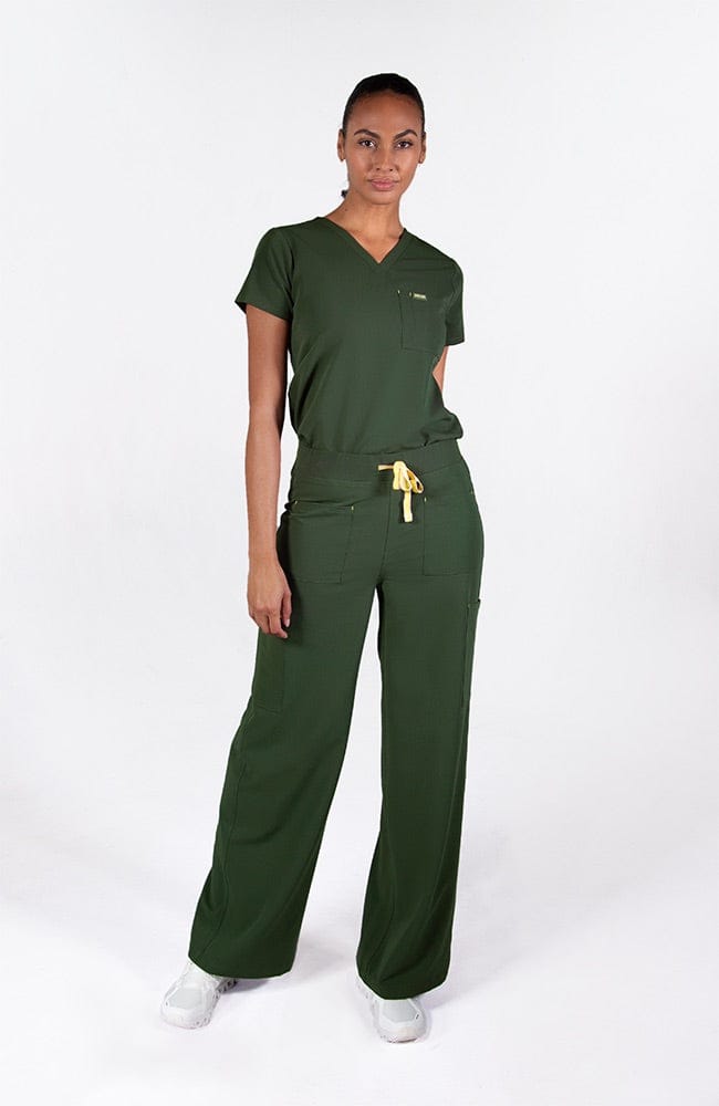 Palos Wide Leg 6-Pocket CORE Scrub Pant in Dark Olive - DOLAN