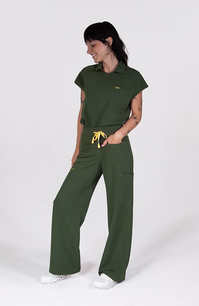 Palos Wide Leg 6-Pocket CORE Scrub Pant in Dark Olive - DOLAN