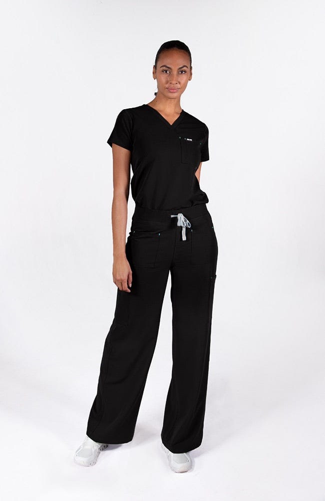 Palos Wide Leg 6-Pocket CORE Scrub Pant in Black - DOLAN