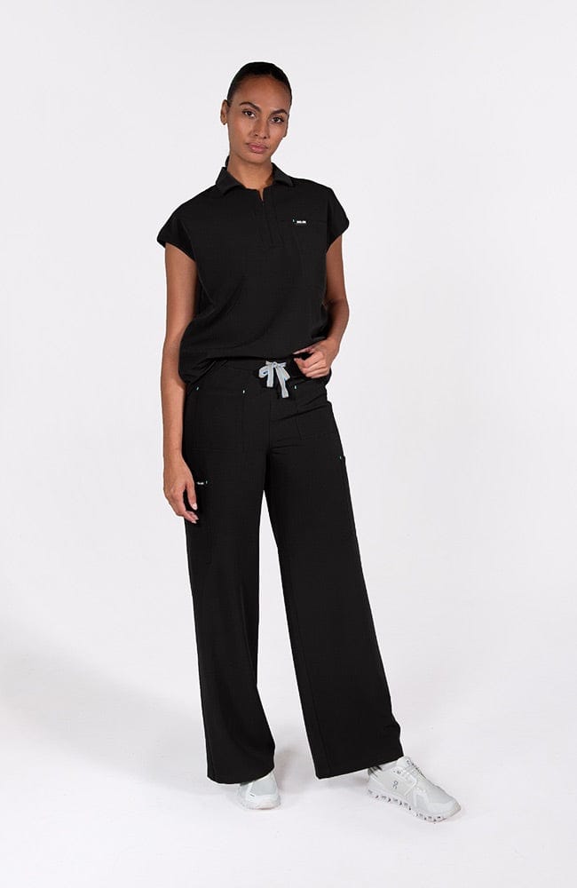 Palos Wide Leg 6-Pocket CORE Scrub Pant in Black - DOLAN
