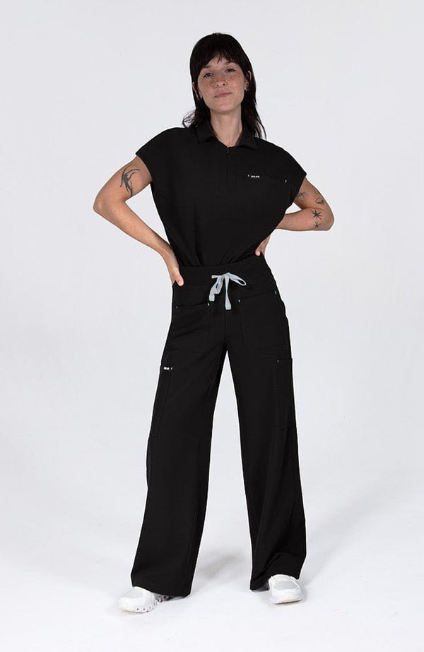 Palos Wide Leg 6-Pocket CORE Scrub Pant in Black - DOLAN
