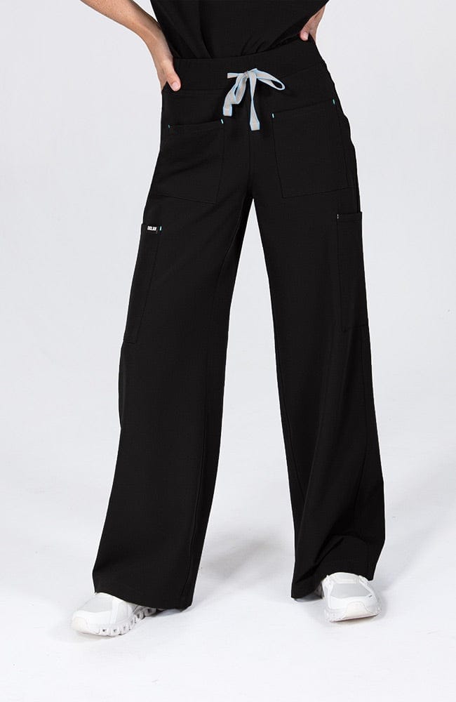 Palos Wide Leg 6-Pocket CORE Scrub Pant in Black - DOLAN