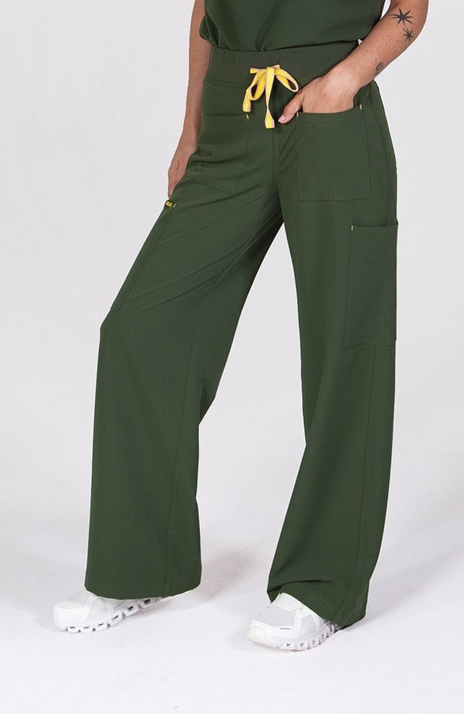 Palos Wide Leg 6-Pocket CORE Scrub Pant in Dark Olive - DOLAN