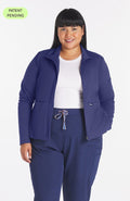 Park slim fit active jacket in navy on a woman