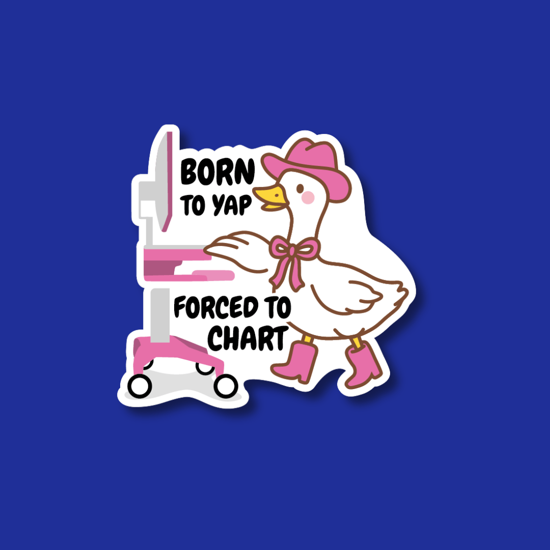 Acrylic Badge Topper: Born to yap, forced to chart