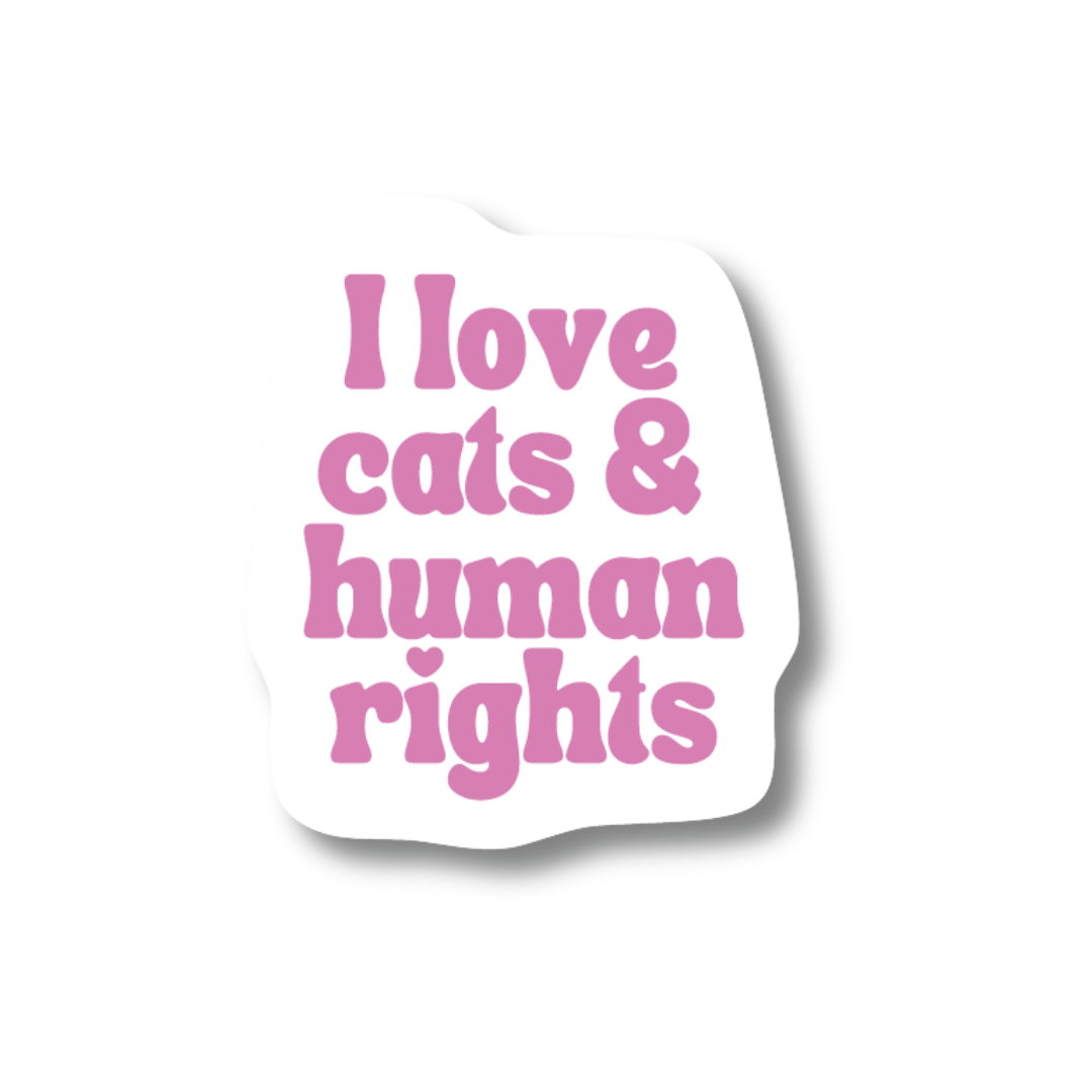 Acrylic Badge Topper: I love cats & human rights