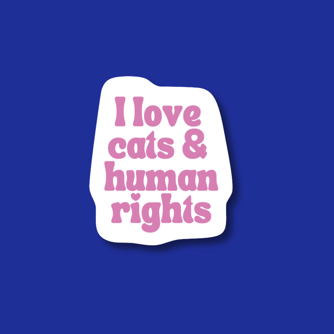 Acrylic Badge Topper: I love cats & human rights