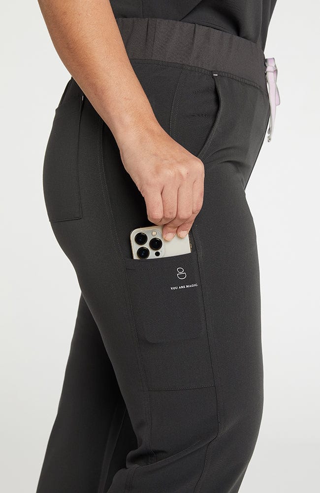 Black Pure Yoga 7-Pocket Tall Women's Scrub Pants 7338T - The Nursing Store  Inc.