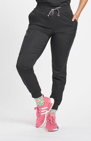 Huntington high-waisted jogger pants 7-pocket TLC scrub in charcoal