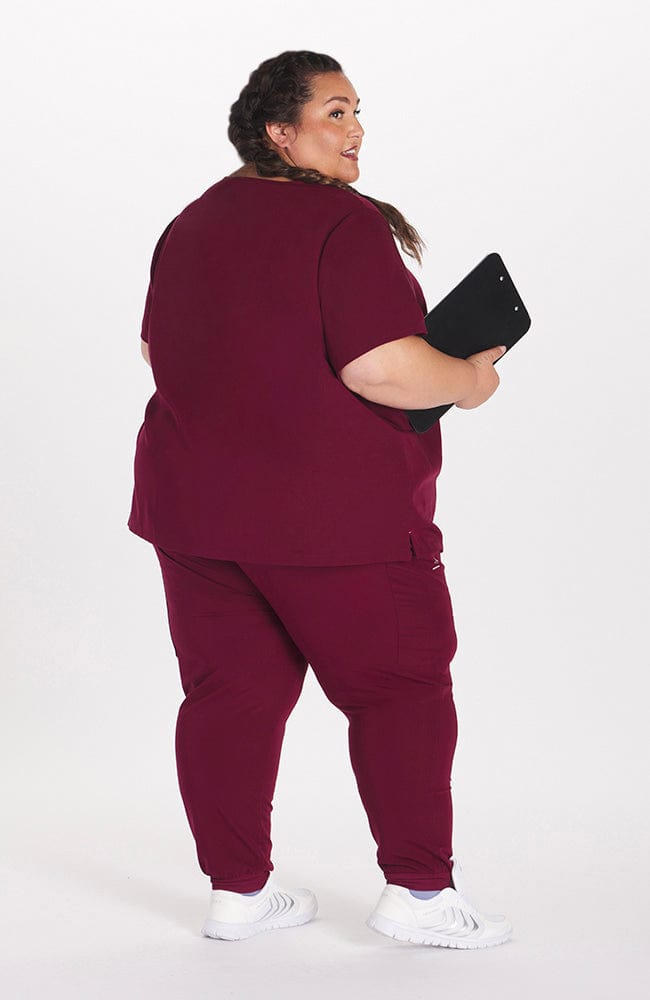 Flex Core Womens Drawstring Scrub Pants 8 Way Stretch Size Medium Red Wine