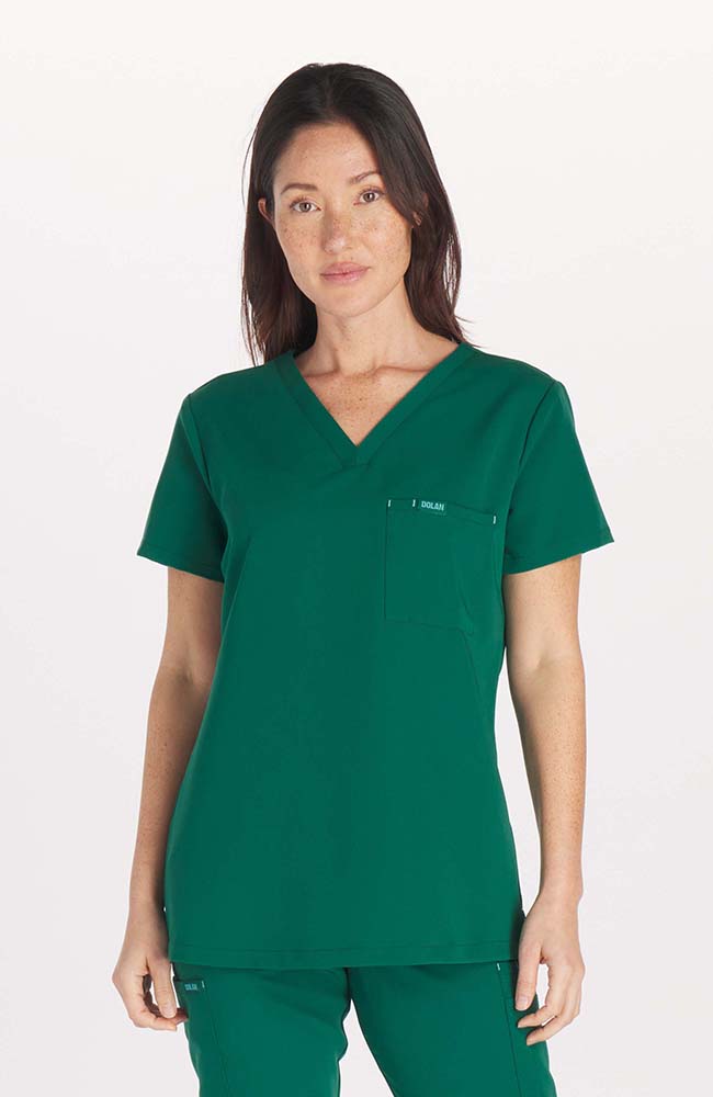 Mayfair V Neck 2-Pocket CORE Scrub Top Hunter Green Dolan