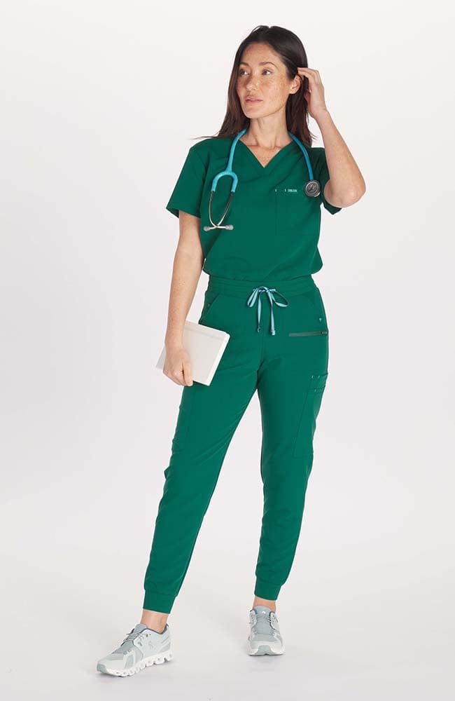 Women's Mayfair V Neck 2-Pocket CORE Hunter Green Scrub Top | DOLAN Hunter Green / XSmall / Regular Women's Mayfair V Neck 2-Pocket CORE Hunter Green Scrub Top | DOLAN Hunter Green / XSmall / Regular