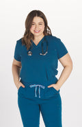 DOLAN Mayfair V Neck Scrub Top in Caribbean Blue
