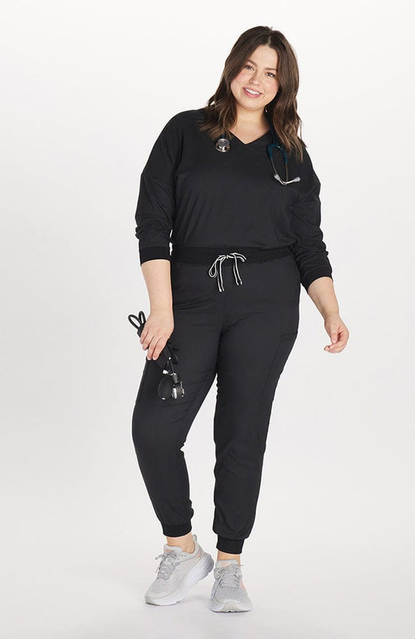 DOLAN TLC Solaire 3/4 Sleeve Scrub Top in Black