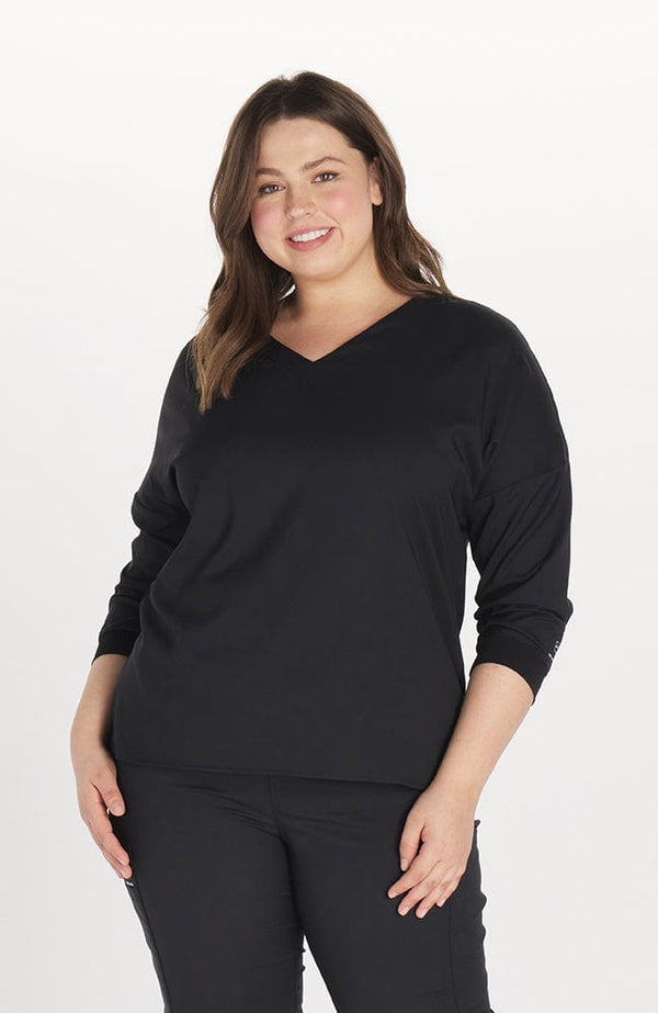 DOLAN TLC Solaire 3/4 Sleeve Scrub Top in Black
