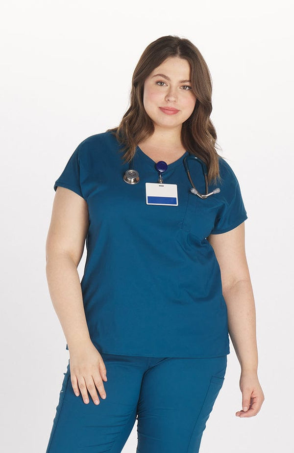 Walker Drop Shoulder Scrub Top from DOLAN in Caribbean Blue